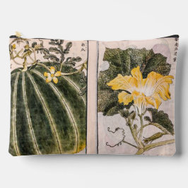 Vintage Abbildung von Kürbis, Blätter und Blume Zubehörtasche