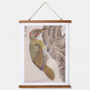 Vintage Abbildung: Woodpecker Wandteppich Mit Holzrahmen