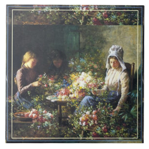 Vintage Abbott Fuller Graves Blumenverkäufer Fliese