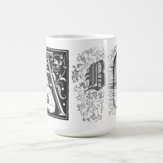 Vintage ABC Drop Cap Lettern Typografie Kaffeetasse