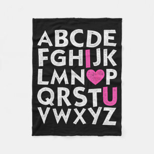 Vintage Abc Ich liebe dich Herz Alphabet Valentins Fleecedecke