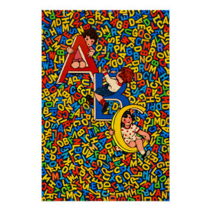 Vintage-ABC-Kinderalphabet-Illustration  Poster