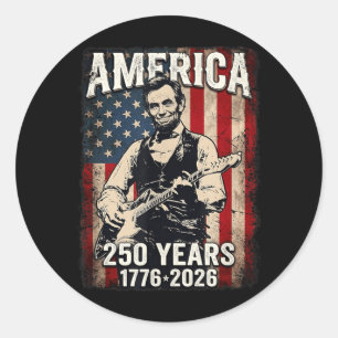 Vintage Abe Lincoln 16. Präsident spielt Gitarre Runder Aufkleber