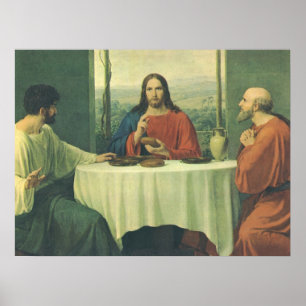 Vintage Abendessen in Emmaus mit Jesus Christus Poster