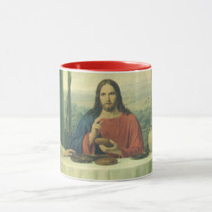 Vintage Abendmahl in Emmaus mit Jesus Christus Tasse