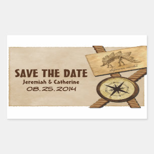 Vintage-Abenteuer-Hochzeit-Save-the-Date-Aufkleber Rechteckiger Aufkleber