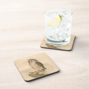 Vintage abgehaltene Eulen-Illustration Getränkeuntersetzer