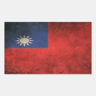 Vintage abgenutzte Flagge von Taiwan Rechteckiger Aufkleber