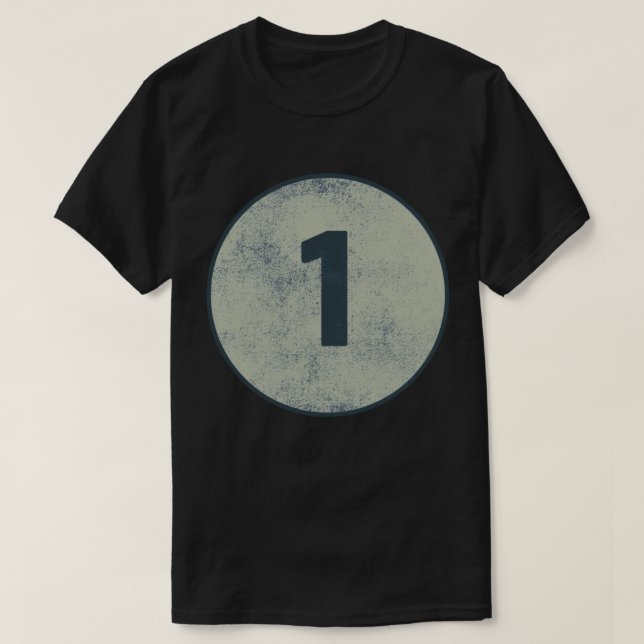 Vintage abgenutzte Nummer 1 T-Shirt (Design vorne)