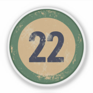Vintage abgenutzte Nummer 22 Aufkleber
