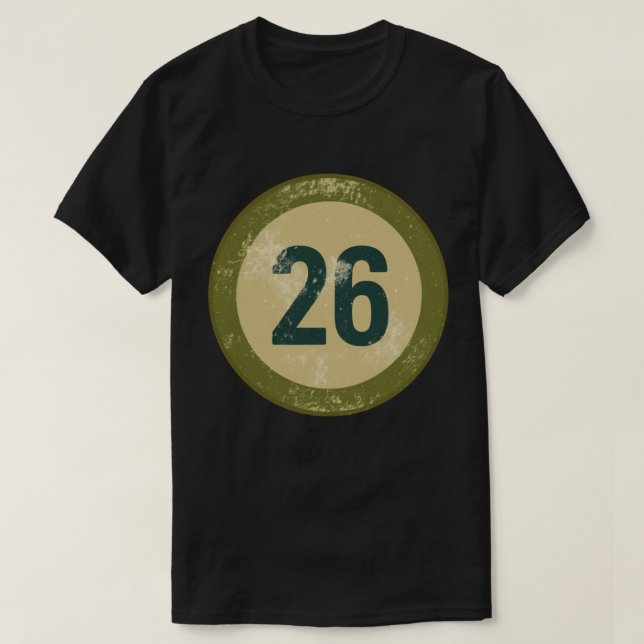 Vintage abgenutzte Nummer 26 T-Shirt (Design vorne)