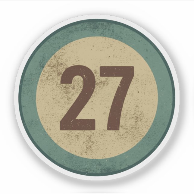 Vintage abgenutzte Nummer 27 Aufkleber (Vorderseite)
