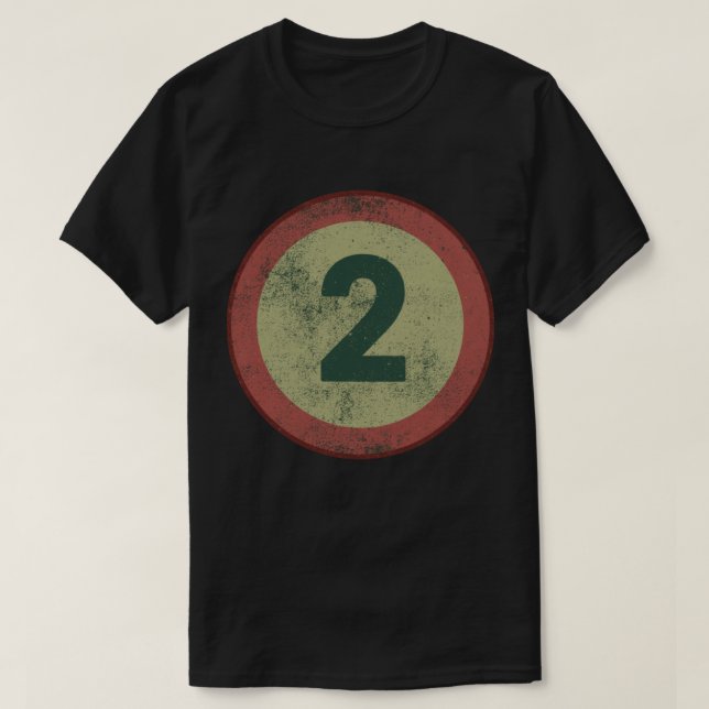 Vintage abgenutzte Nummer 2 T-Shirt (Design vorne)