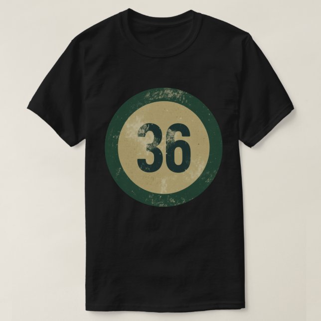 Vintage abgenutzte Nummer 36 T-Shirt (Design vorne)