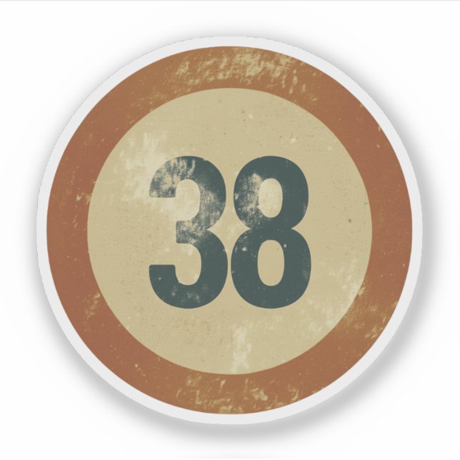Vintage abgenutzte Nummer 38 Aufkleber (Vorderseite)