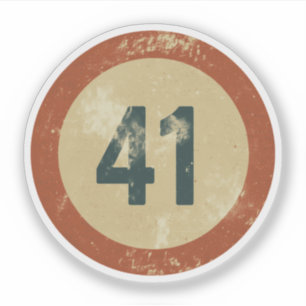 Vintage abgenutzte Nummer 41 Aufkleber
