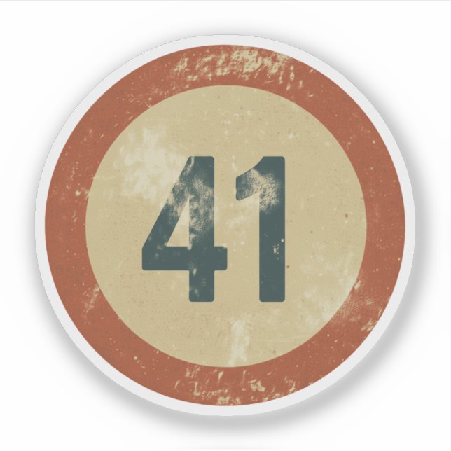 Vintage abgenutzte Nummer 41 Aufkleber (Vorderseite)