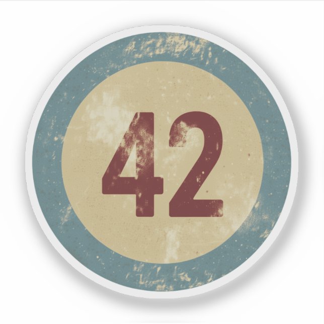 Vintage abgenutzte Nummer 42 Aufkleber (Vorderseite)