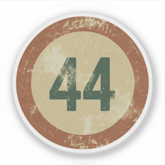 Vintage abgenutzte Nummer 44 Aufkleber (Vorderseite)