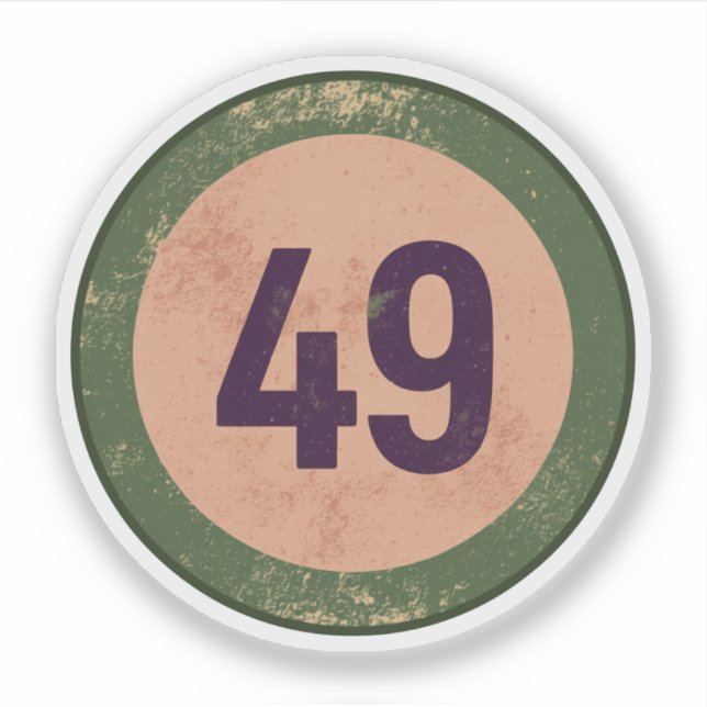 Vintage abgenutzte Nummer 49 Aufkleber (Vorderseite)