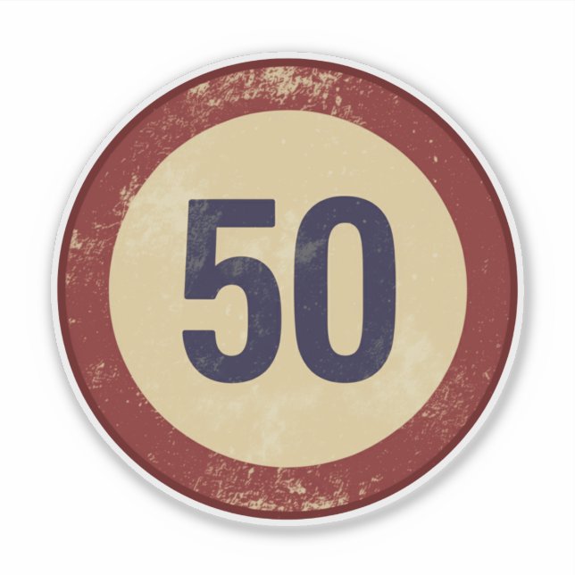 Vintage abgenutzte Nummer 50 Aufkleber (Vorderseite)