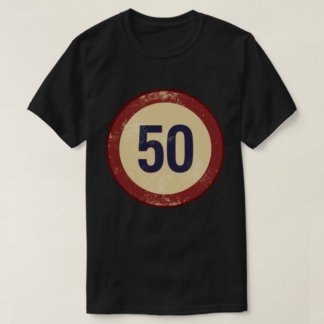 Vintage abgenutzte Nummer 50 T-Shirt (Design vorne)