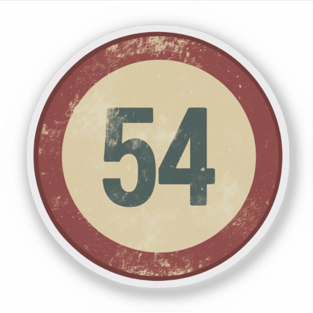 Vintage abgenutzte Nummer 54 Aufkleber (Vorderseite)