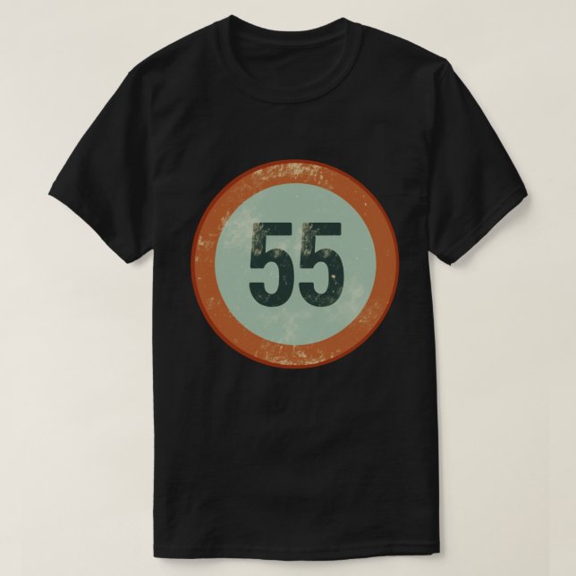 Vintage abgenutzte Nummer 55 T-Shirt (Design vorne)