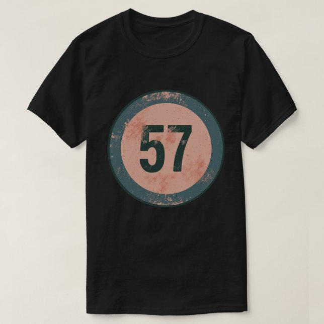 Vintage abgenutzte Nummer 57 T-Shirt (Design vorne)