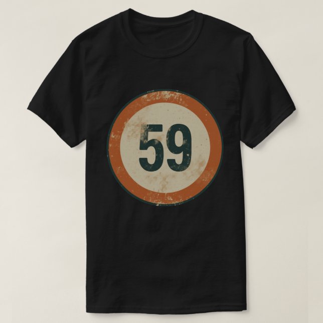 Vintage abgenutzte Nummer 59 T-Shirt (Design vorne)