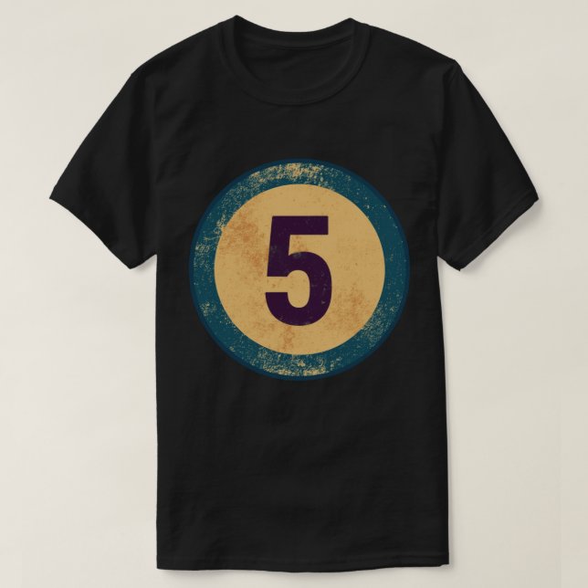 Vintage abgenutzte Nummer 5 T-Shirt (Design vorne)
