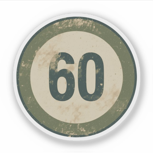 Vintage abgenutzte Nummer 60 Aufkleber (Vorderseite)