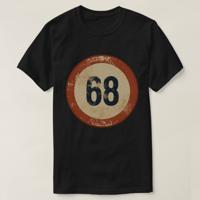 Vintage abgenutzte Nummer 68 T-Shirt (Design vorne)