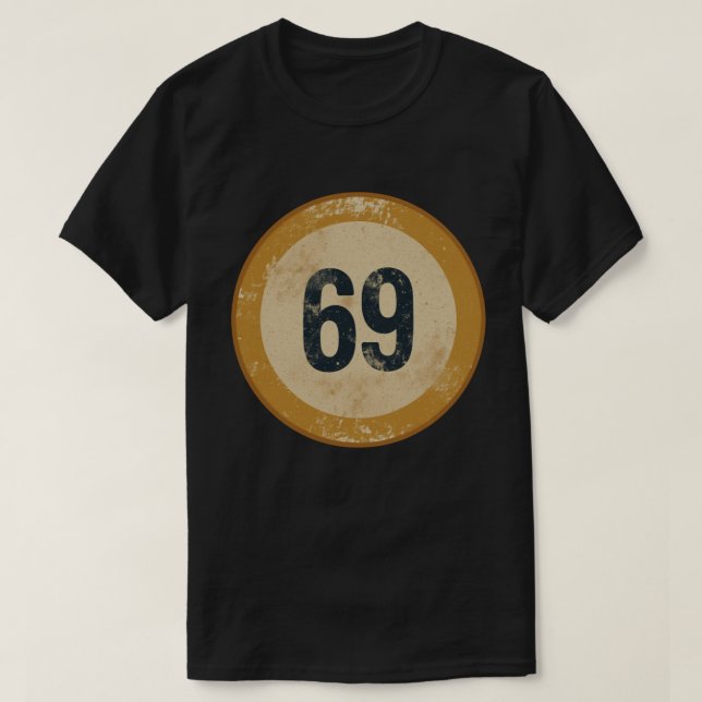 Vintage abgenutzte Nummer 69 T-Shirt (Design vorne)