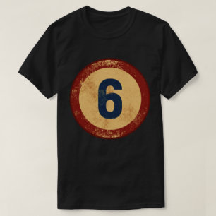 Vintage abgenutzte Nummer 6 T-Shirt