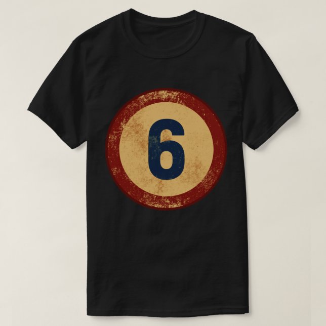 Vintage abgenutzte Nummer 6 T-Shirt (Design vorne)
