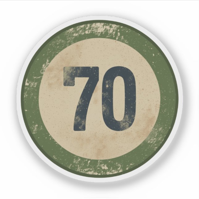 Vintage abgenutzte Nummer 70 Aufkleber (Vorderseite)
