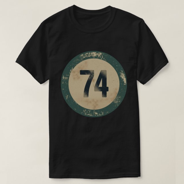Vintage abgenutzte Nummer 74 T-Shirt (Design vorne)