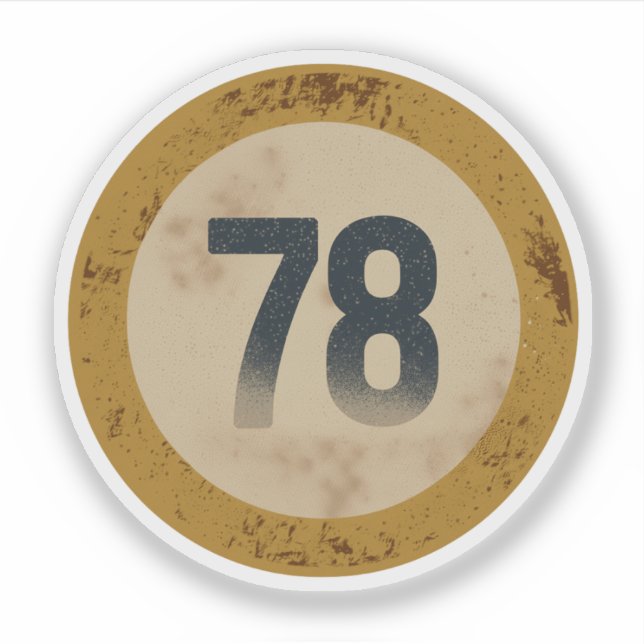 Vintage abgenutzte Nummer 78 Aufkleber (Vorderseite)