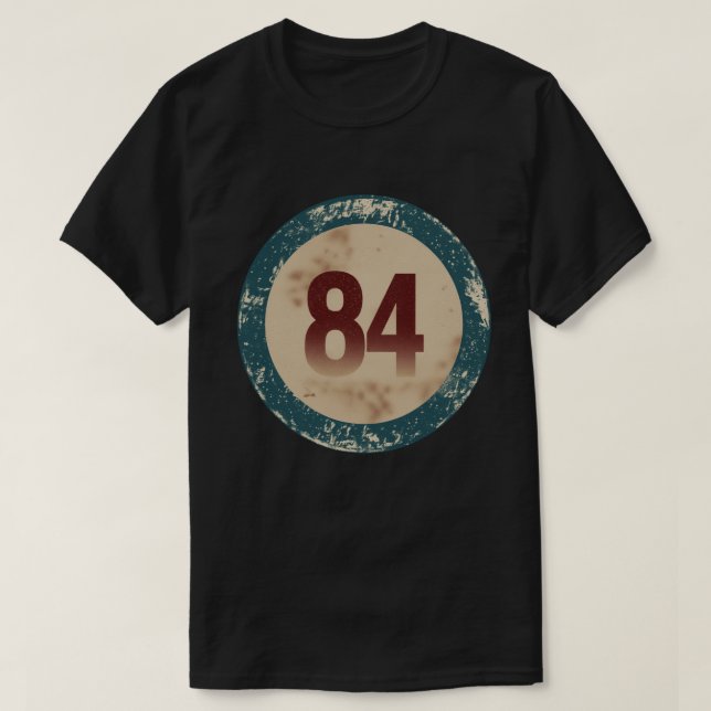 Vintage abgenutzte Nummer 84 T-Shirt (Design vorne)
