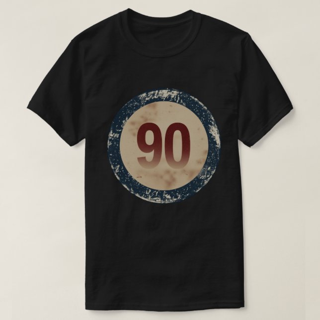 Vintage abgenutzte Nummer 90 T-Shirt (Design vorne)
