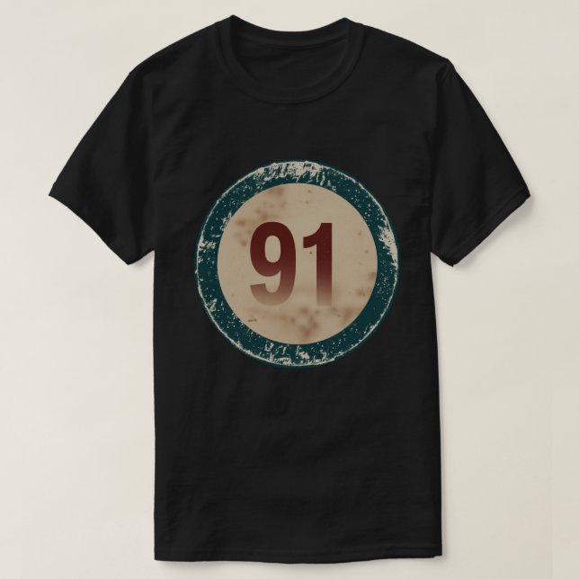 Vintage abgenutzte Nummer 91 T-Shirt (Design vorne)