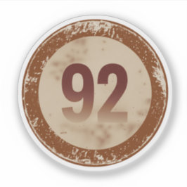 Vintage abgenutzte Nummer 92 Aufkleber