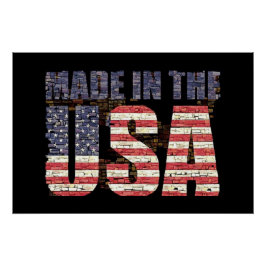 Vintage abgenutzte USA Buchstaben und Flagge Poster