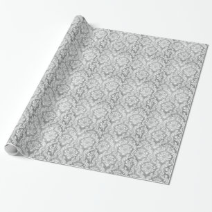 Vintage abgenutzter Damast grau silbergrau weiß ch Geschenkpapier