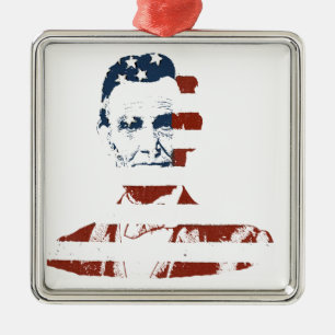 Vintage Abraham Lincoln amerikanische Flagge Ornament Aus Metall