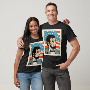 Vintage-Abraham-Lincoln-USA-Flag-Illustration T-Shirt