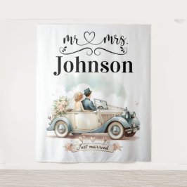 Vintage Abreise - Gewohnter Hintergrund für Hochze Wandteppich