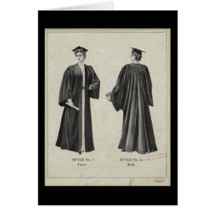Vintage-Abschluss Frau Mütze + Robe schwarze Karte