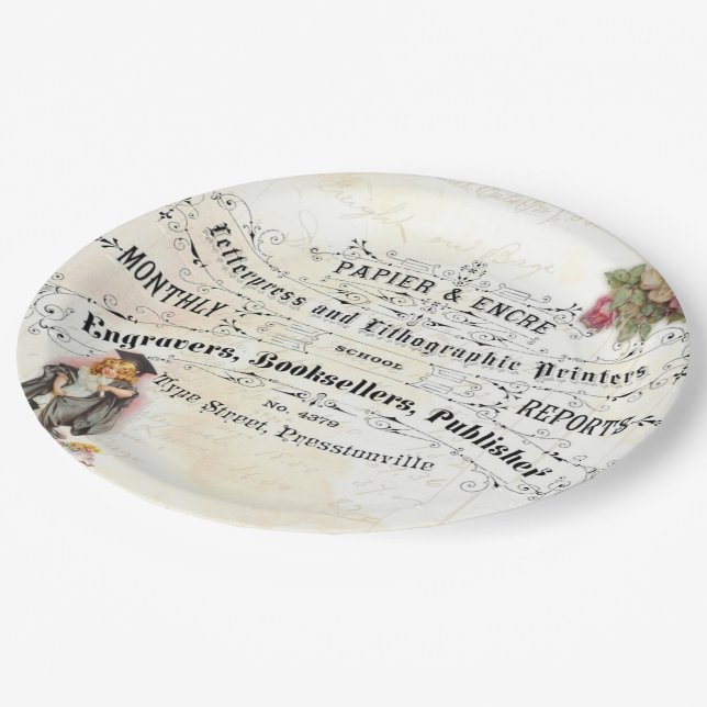 Vintage-Abschluss Süße Mädchen-Absolventen-Party-T Pappteller (Schrägansicht)